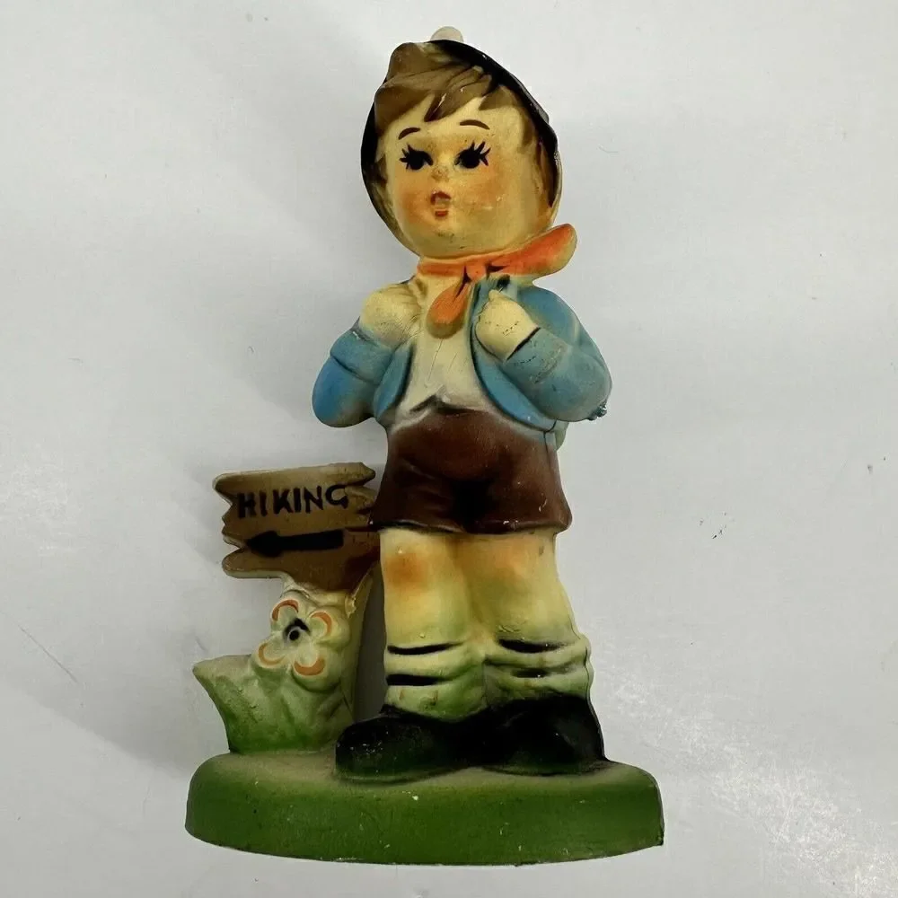 Vintage Kurt‎ S Adler Plastic Hummel Like Christmas Ornament German Boy Hiking